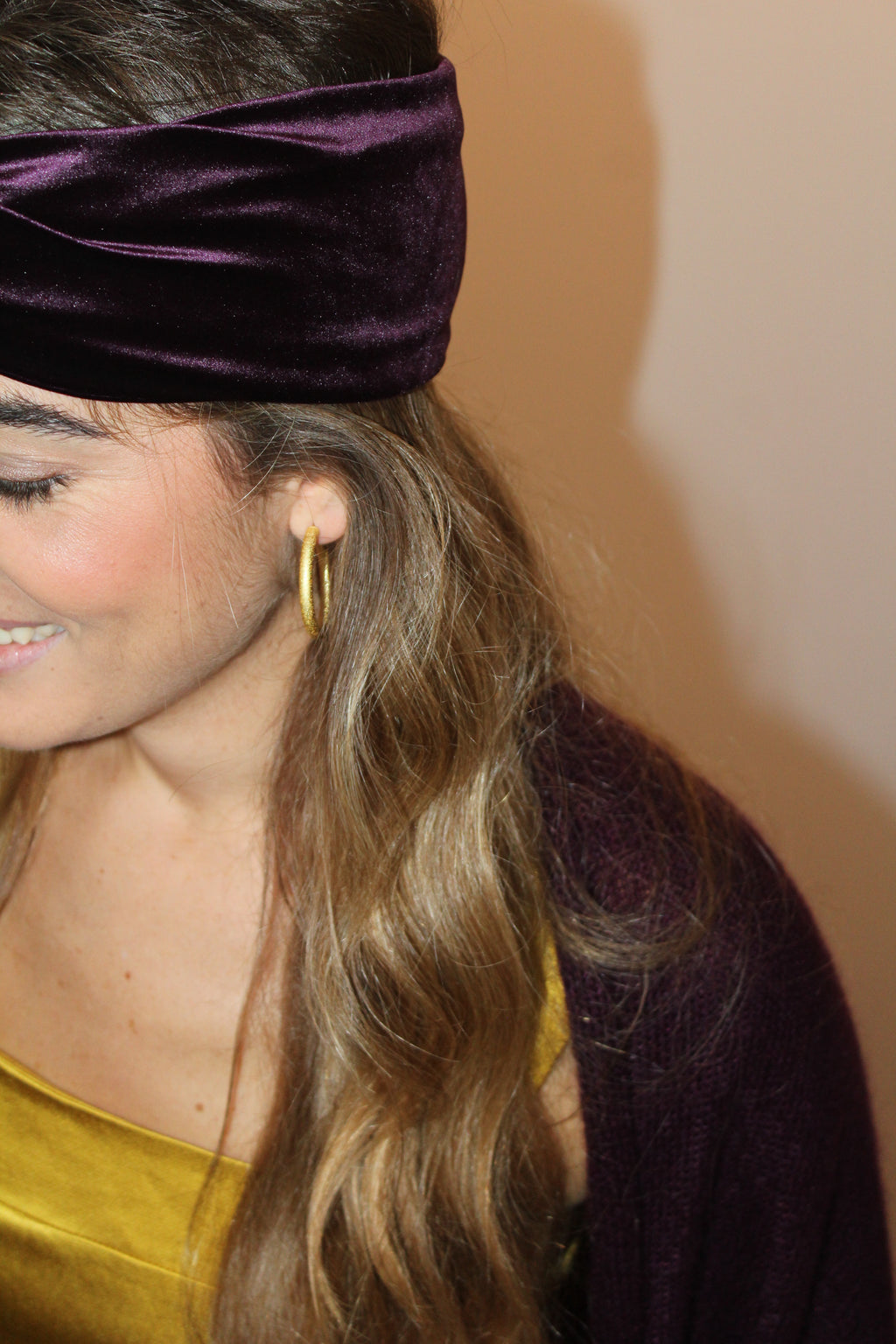 Turbante de terciopelo Berenjena