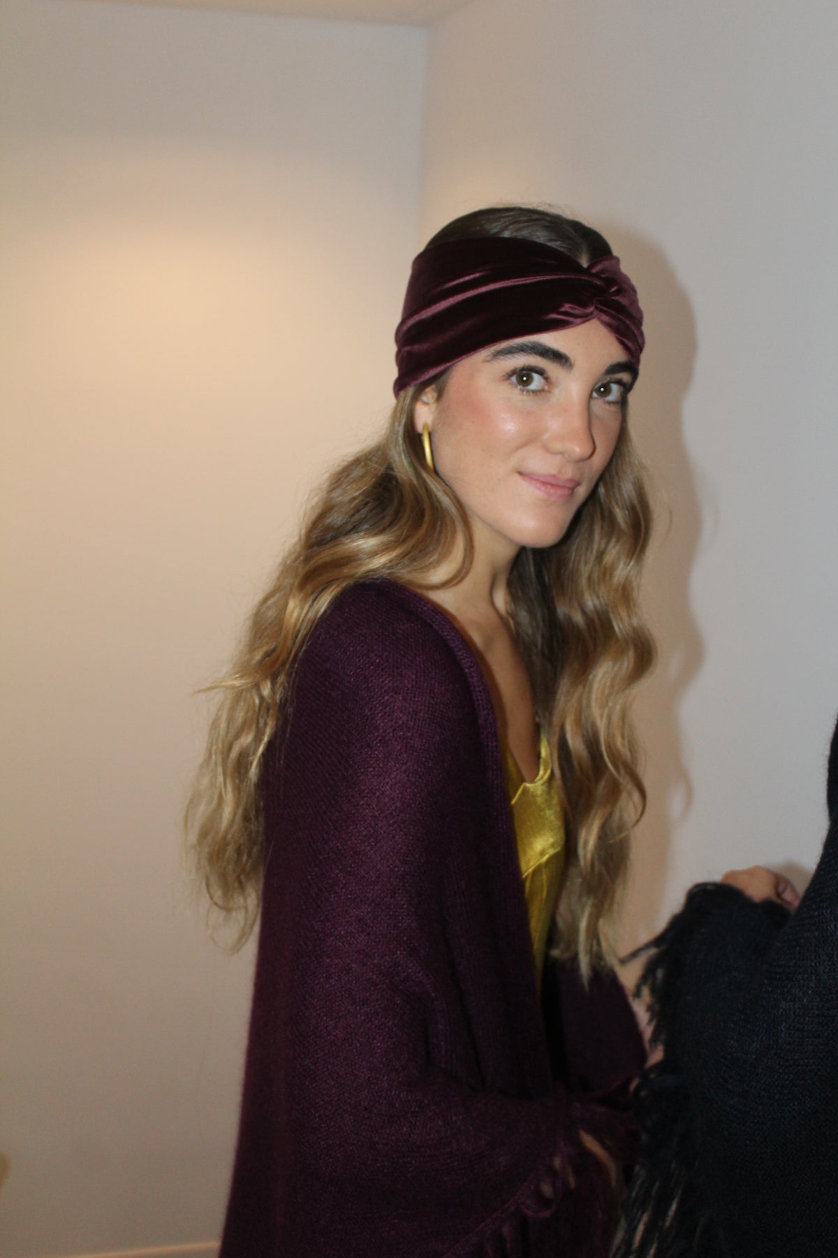 Turbante de terciopelo Berenjena