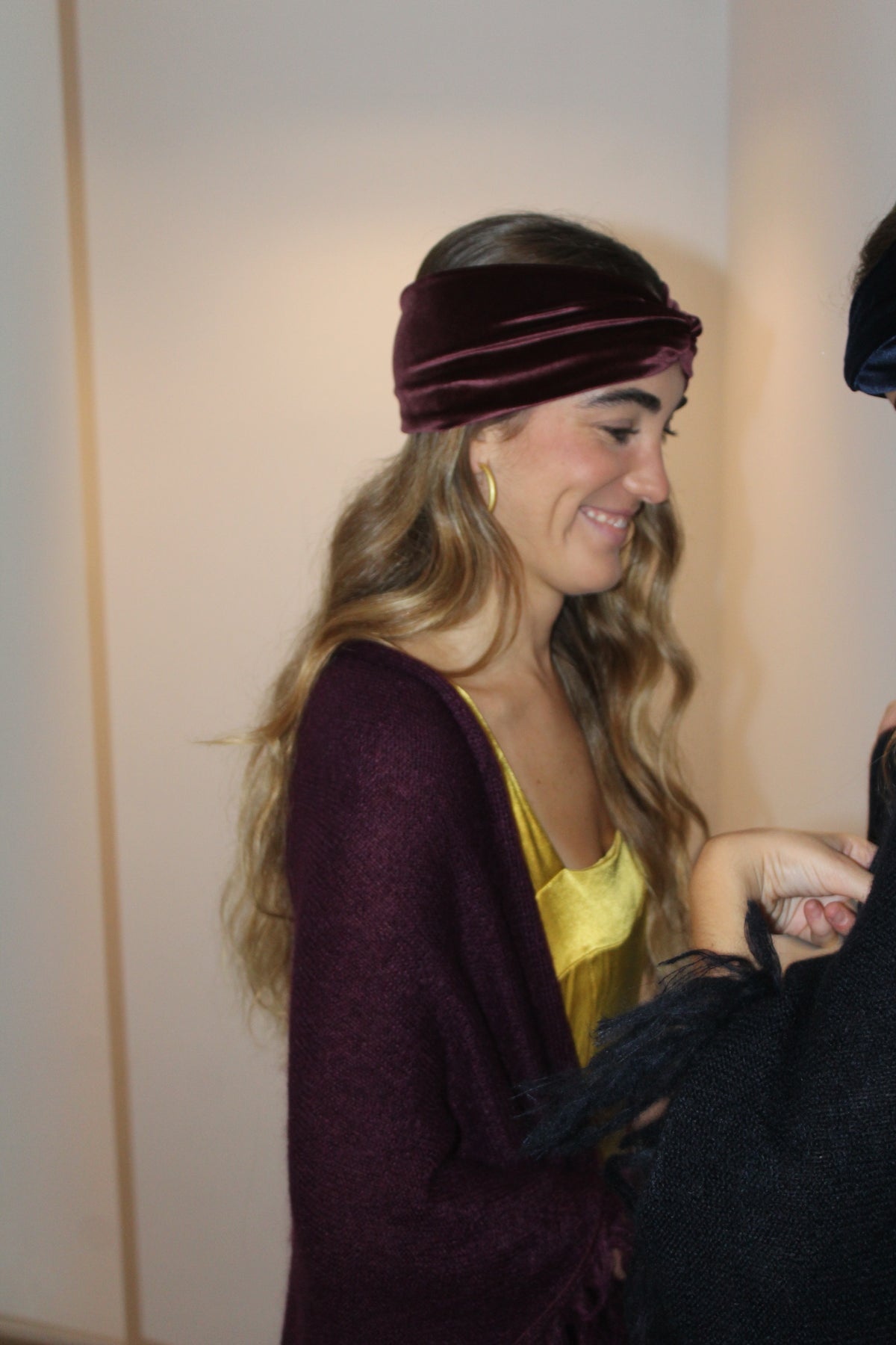 Turbante de terciopelo Berenjena