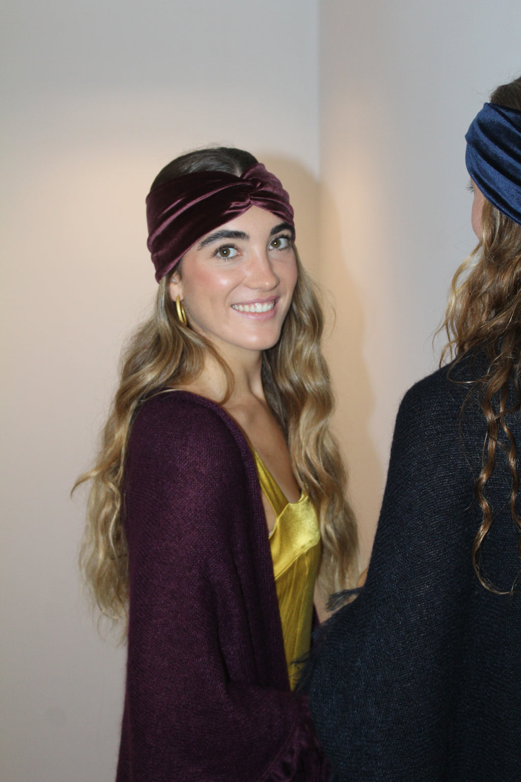Turbante de terciopelo Berenjena