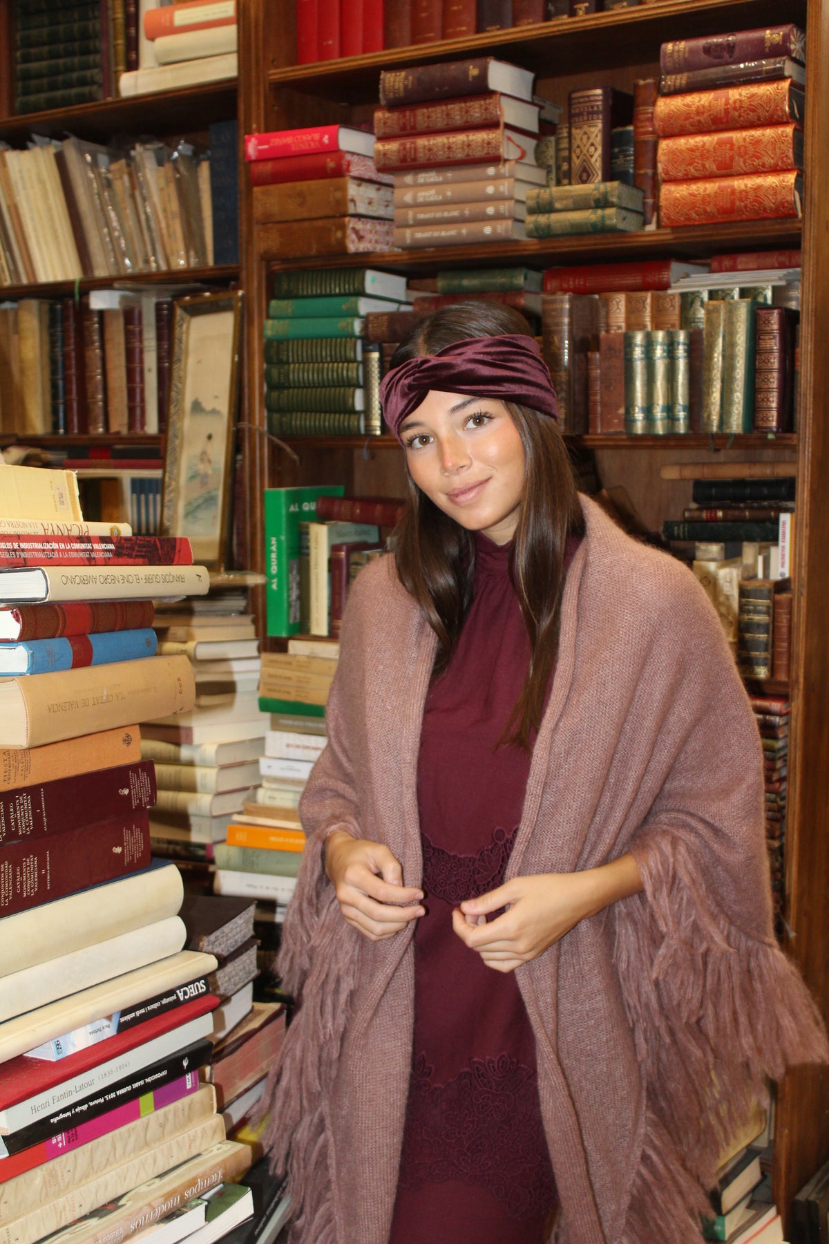 Turbante de terciopelo Uva