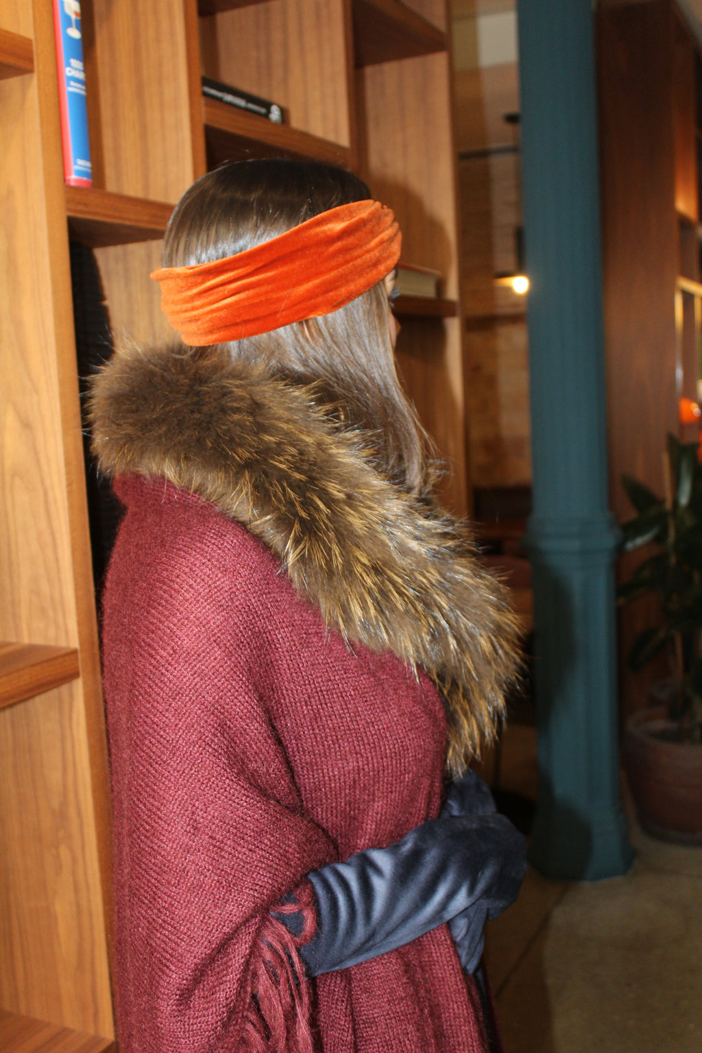 Turbante de terciopelo Teja