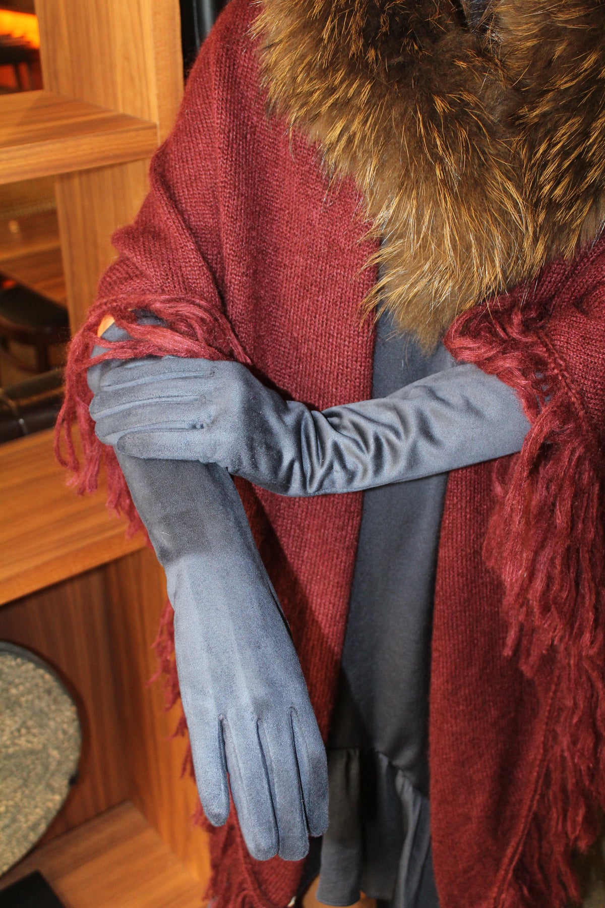 Guantes Largos de antelina Azul Marino