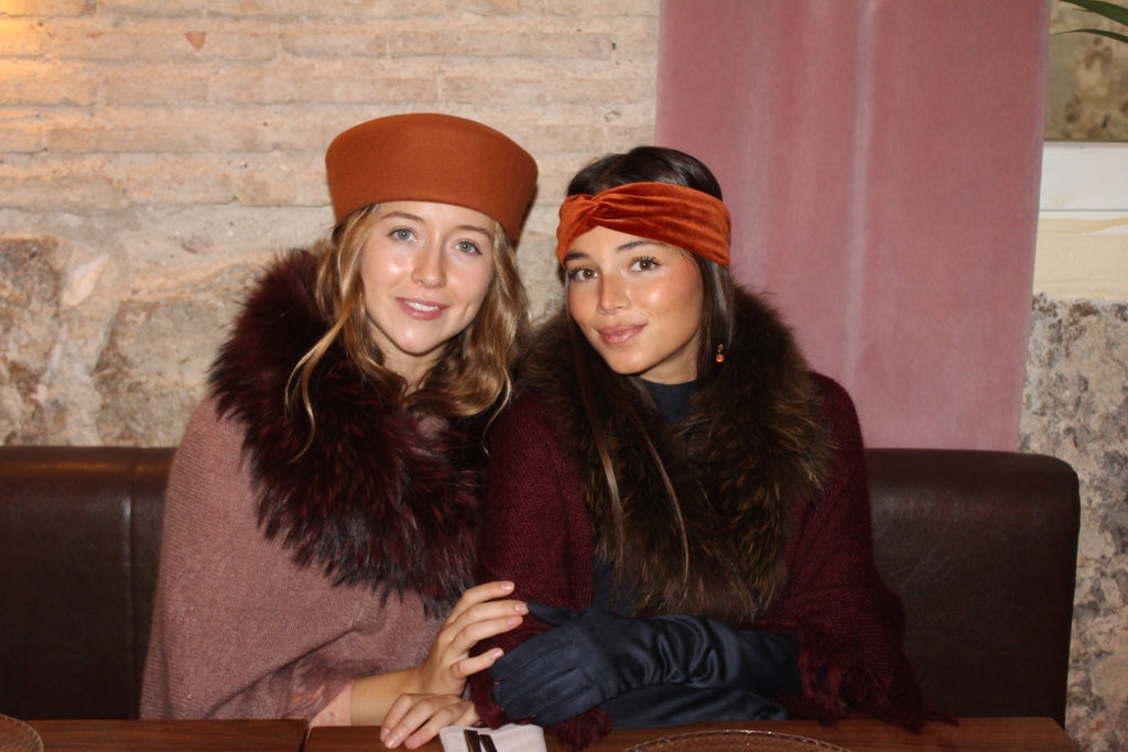 Turbante de terciopelo Teja