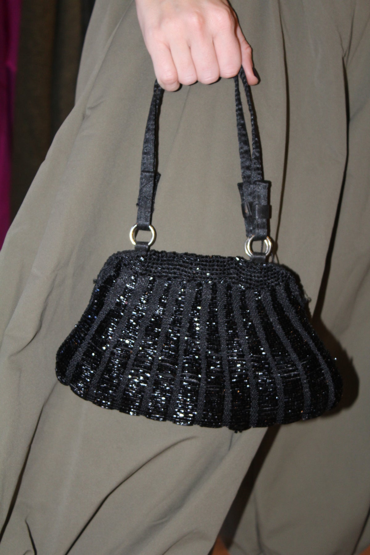 Bolso Vintage Negro tipo años 20 con Asa de tela