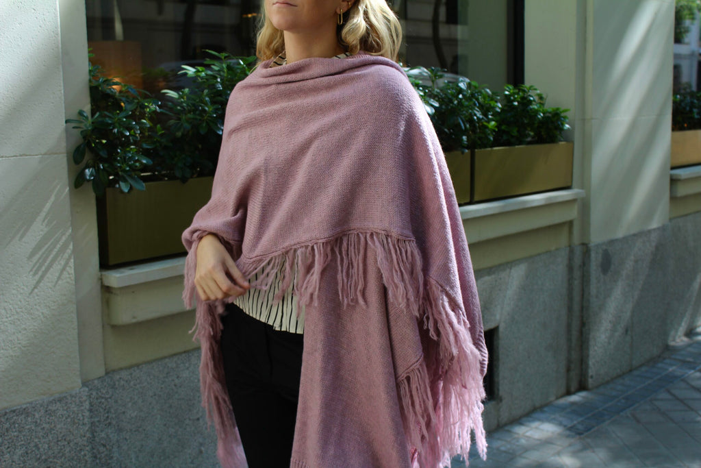 Chal de lana Outlander - Rosa Malva
