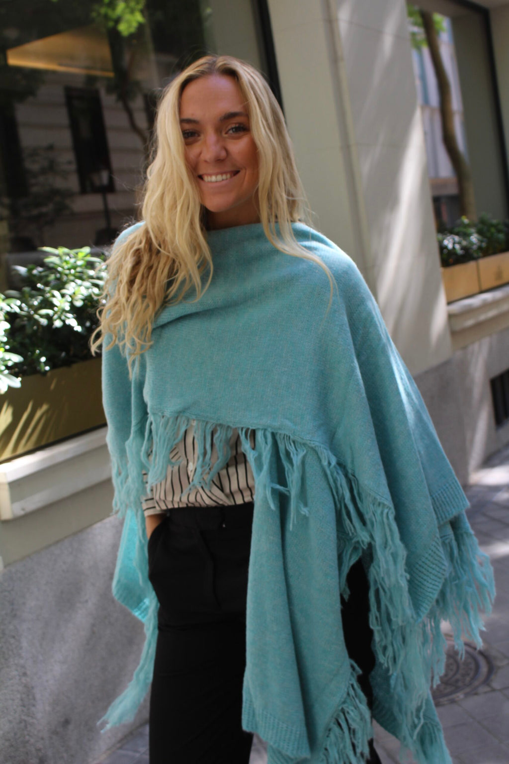 Chal de lana Outlander - Azul turquesa