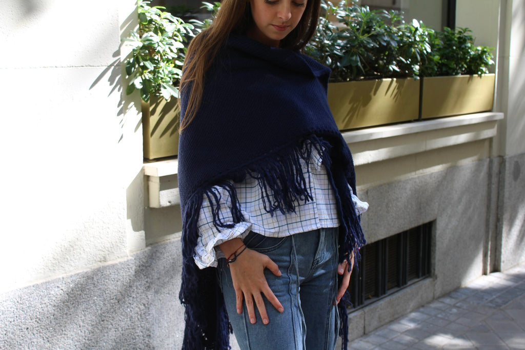 Chal de lana Balmoral - Azul Marino