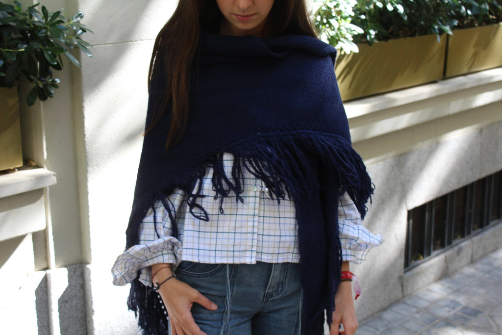 Chal de lana Balmoral - Azul Marino