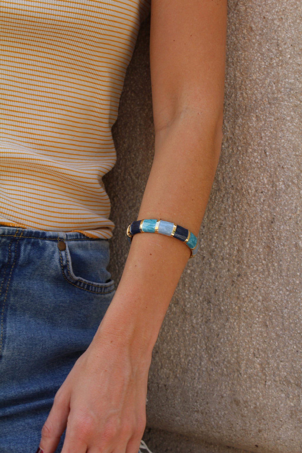 Pulsera Mykonos de esmalte azul