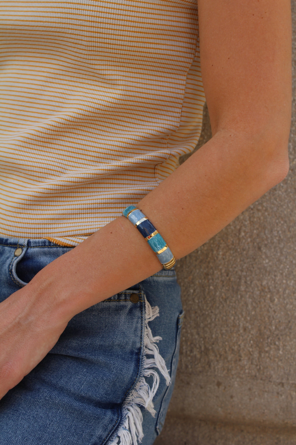 Pulsera Mykonos de esmalte azul