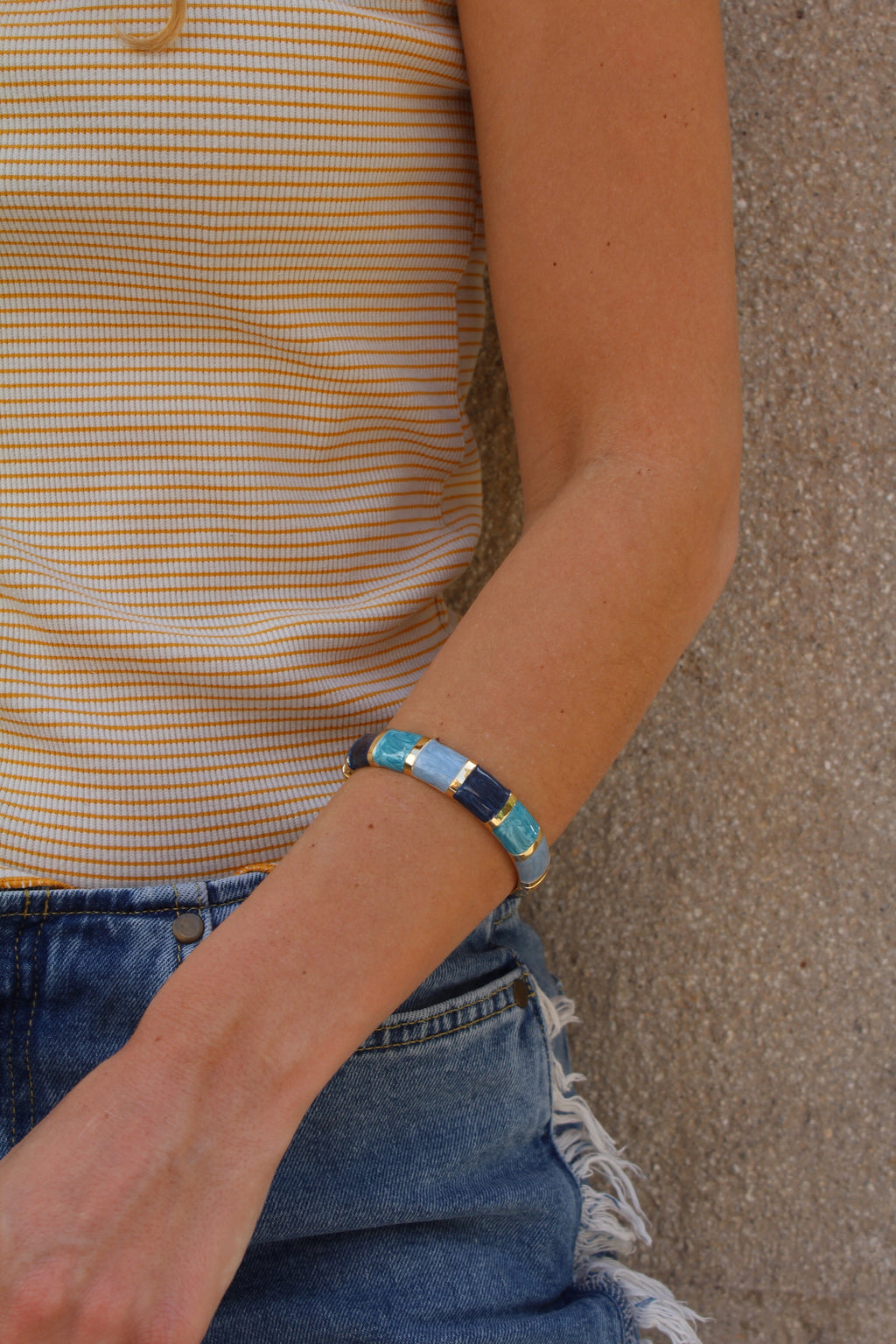 Pulsera Mykonos de esmalte azul