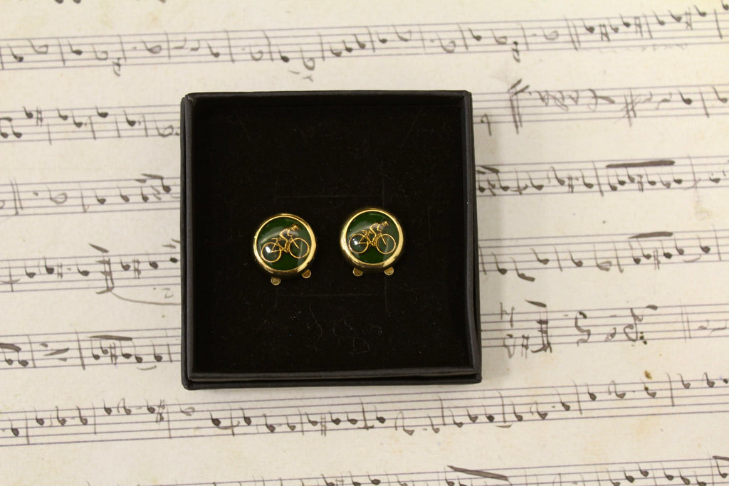 Gemelos Cubrebotones vintage franceses de Bici verde