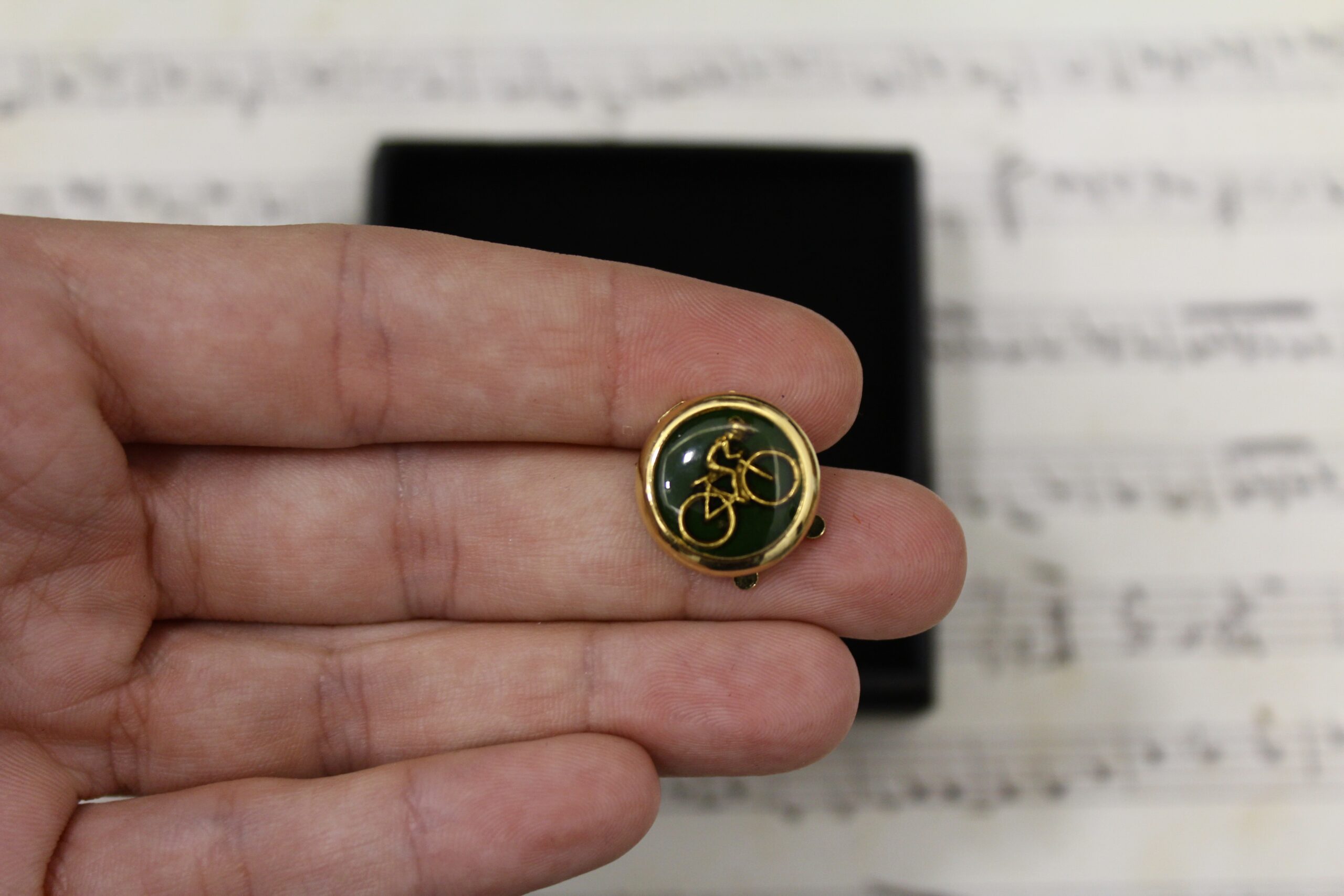 Gemelos Cubrebotones vintage franceses de Bici verde