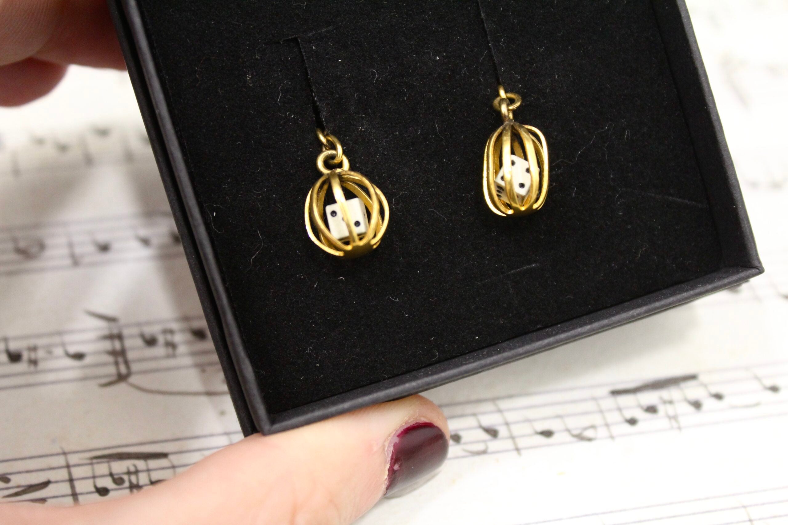 Gemelos vintage de dado enjaulado