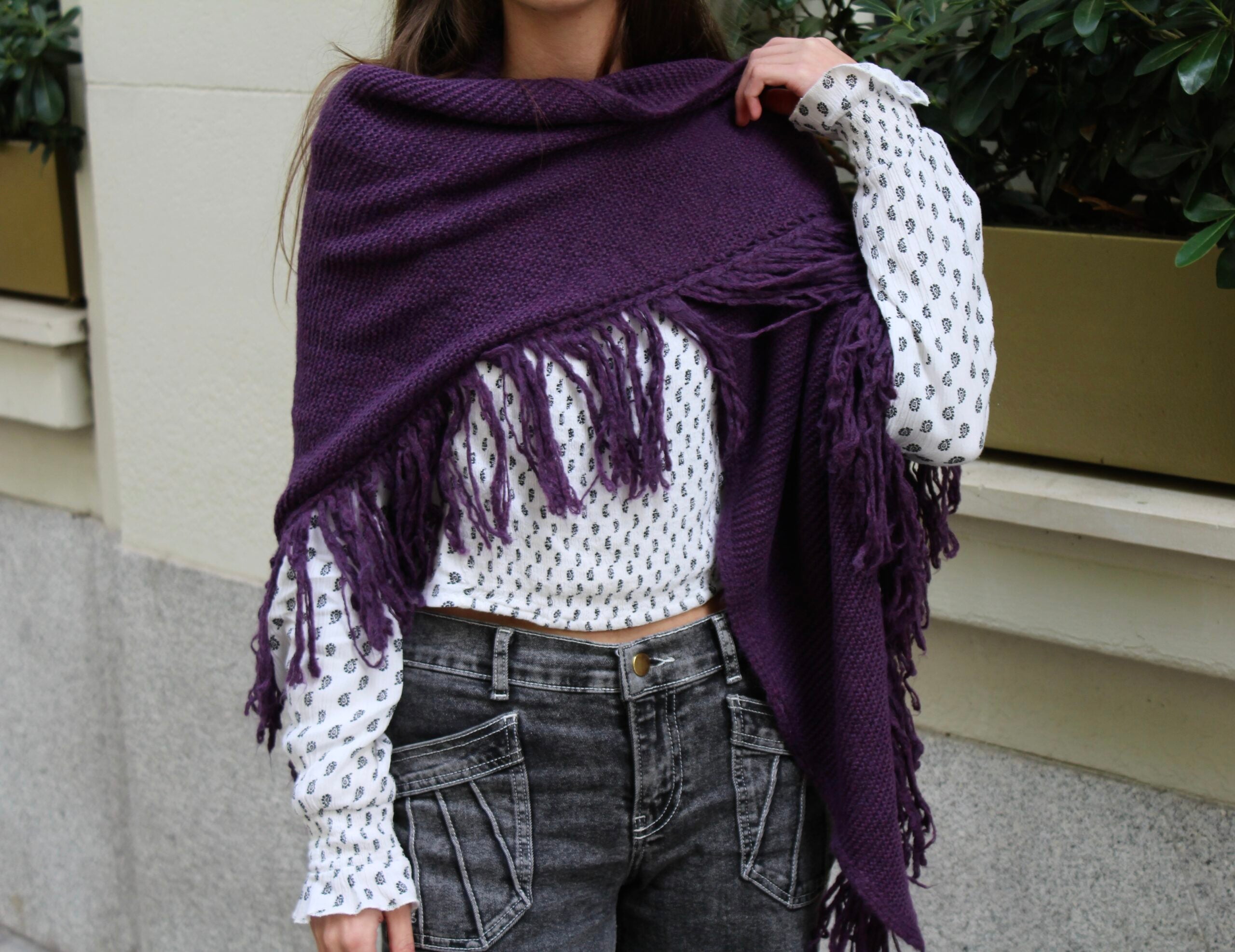 Chal de lana Balmoral - Morado Berenjena