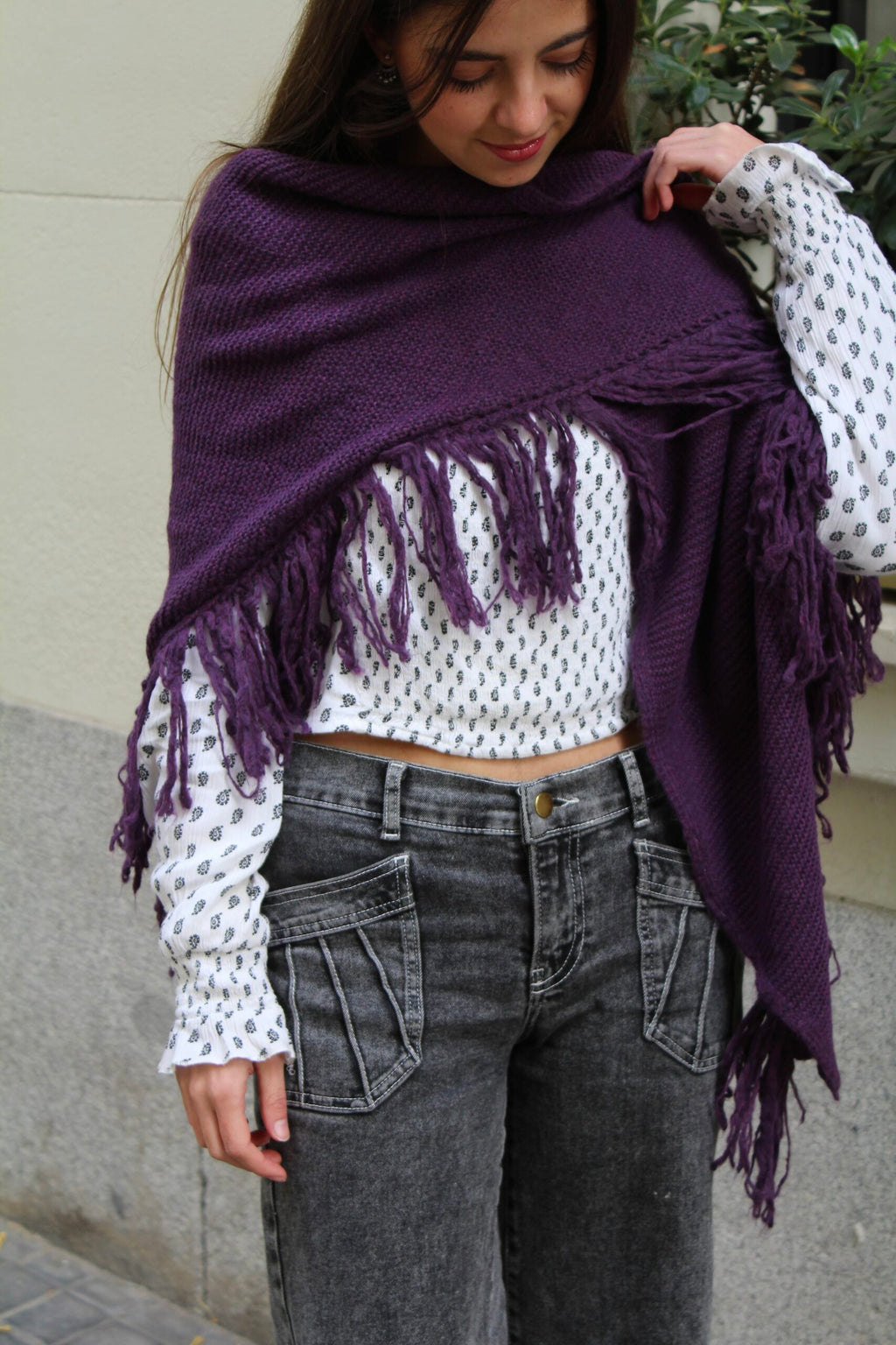 Chal de lana Balmoral - Morado Berenjena