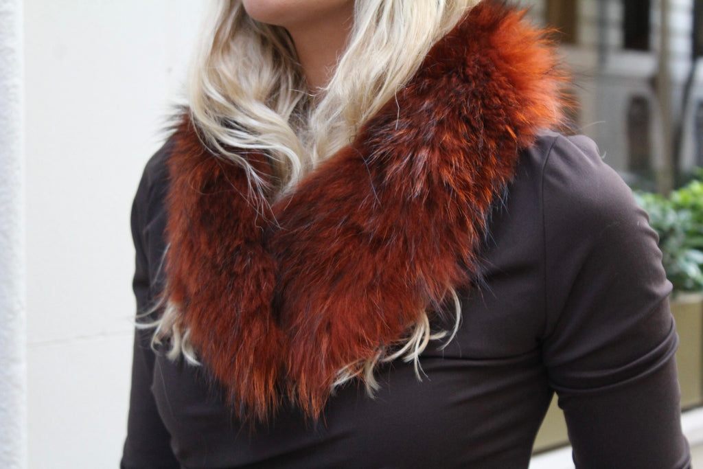 Cuello Aspen de pelo natural de Marmota 100% - Naranja