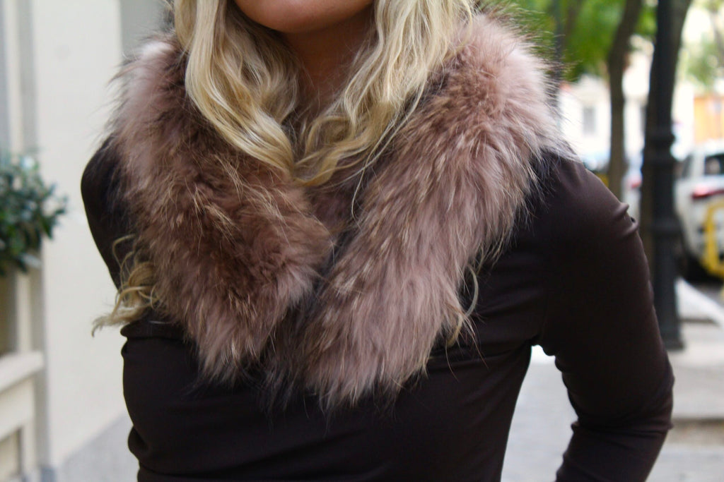 Cuello Verbier de pelo natural de Marmota 100% - Rosa