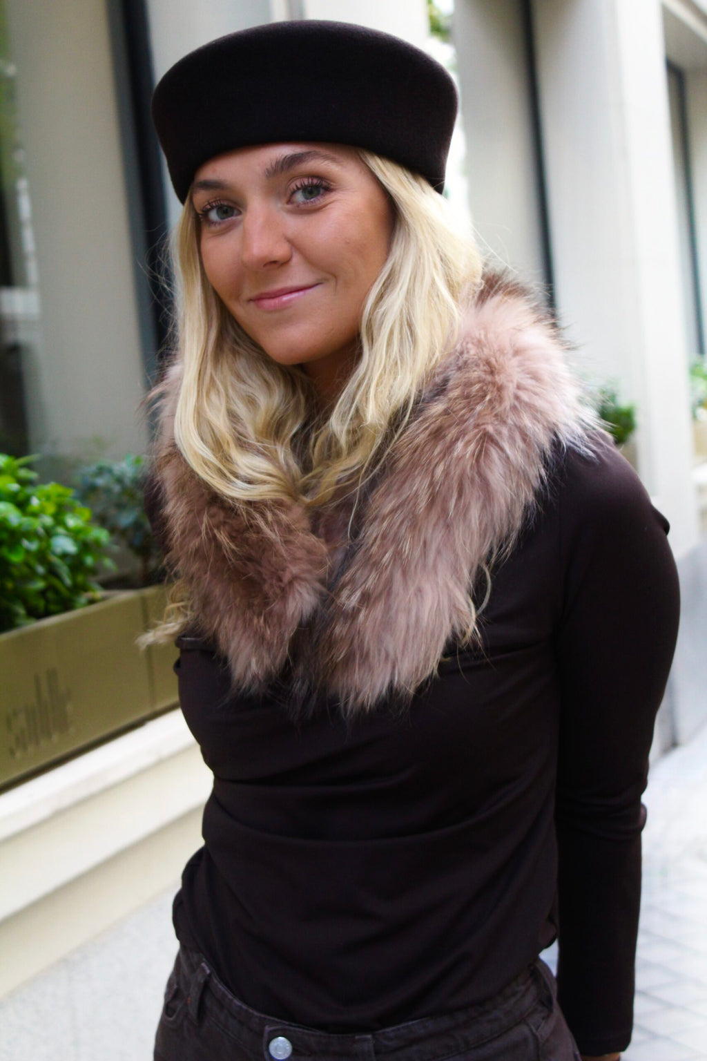 Cuello Verbier de pelo natural de Marmota 100% - Rosa