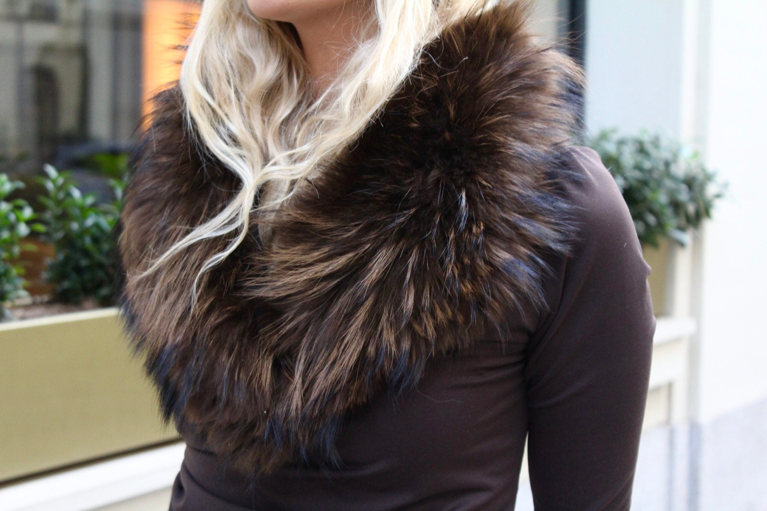 Cuello Zermatt de pelo natural de Marmota 100% - Marrón