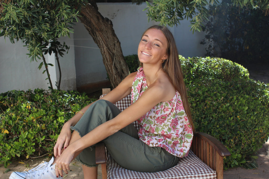 Blusa Maricel rosa y verde