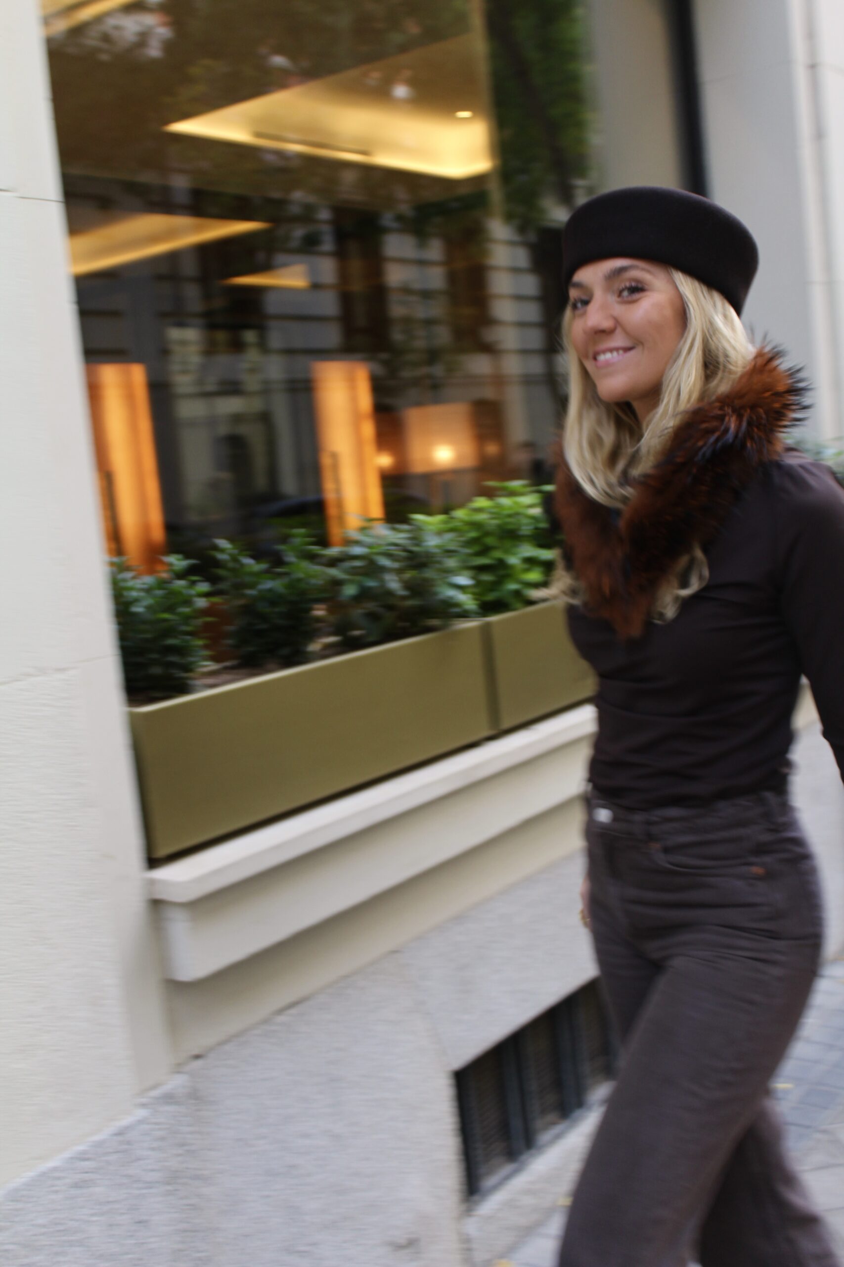 Cuello Aspen de pelo natural de Marmota 100% - Teja