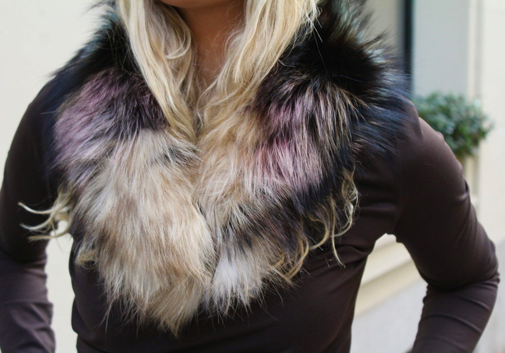 Cuello Verbier de pelo natural de Zorro 100% - Degradado