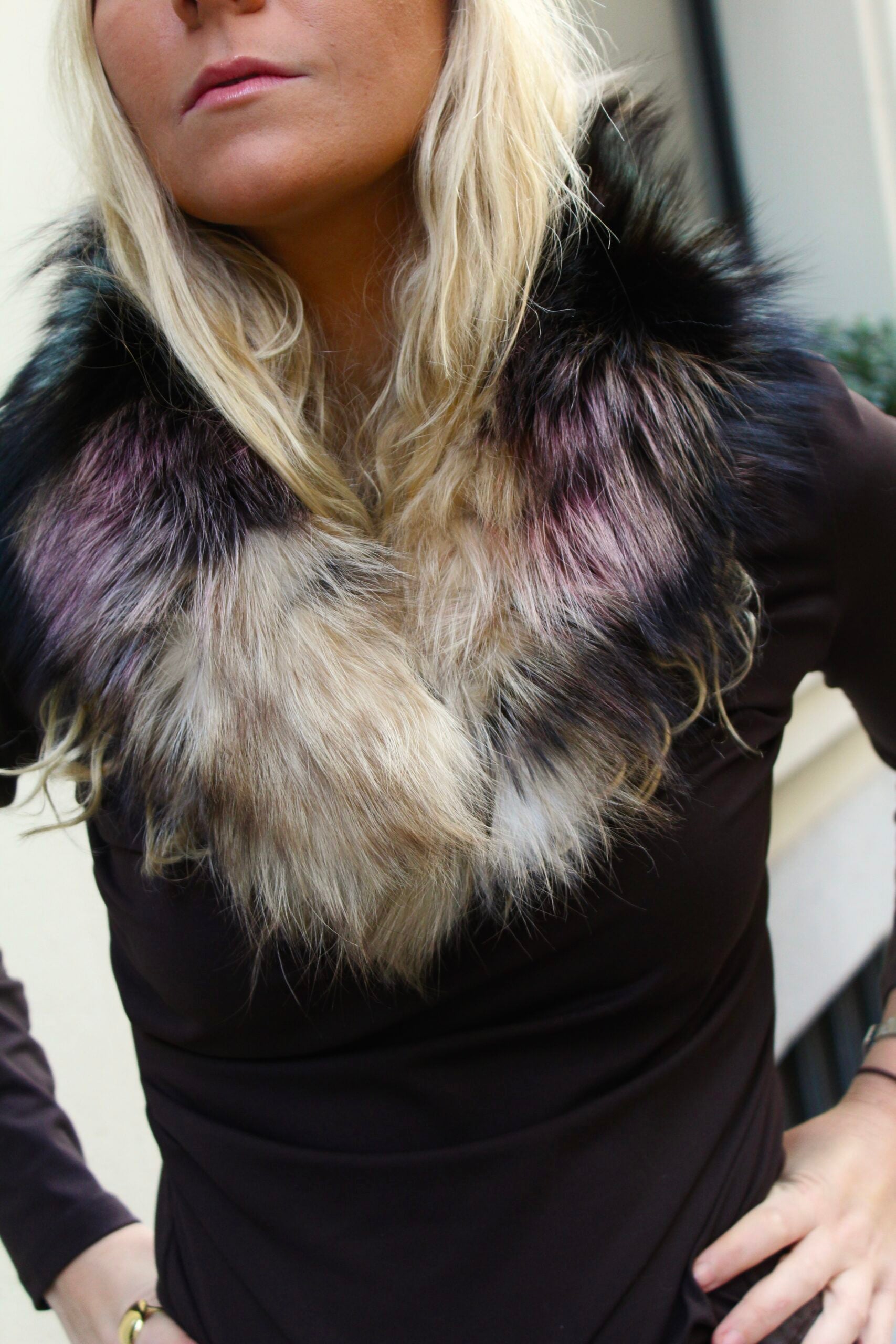 Cuello Verbier de pelo natural de Zorro 100% - Degradado