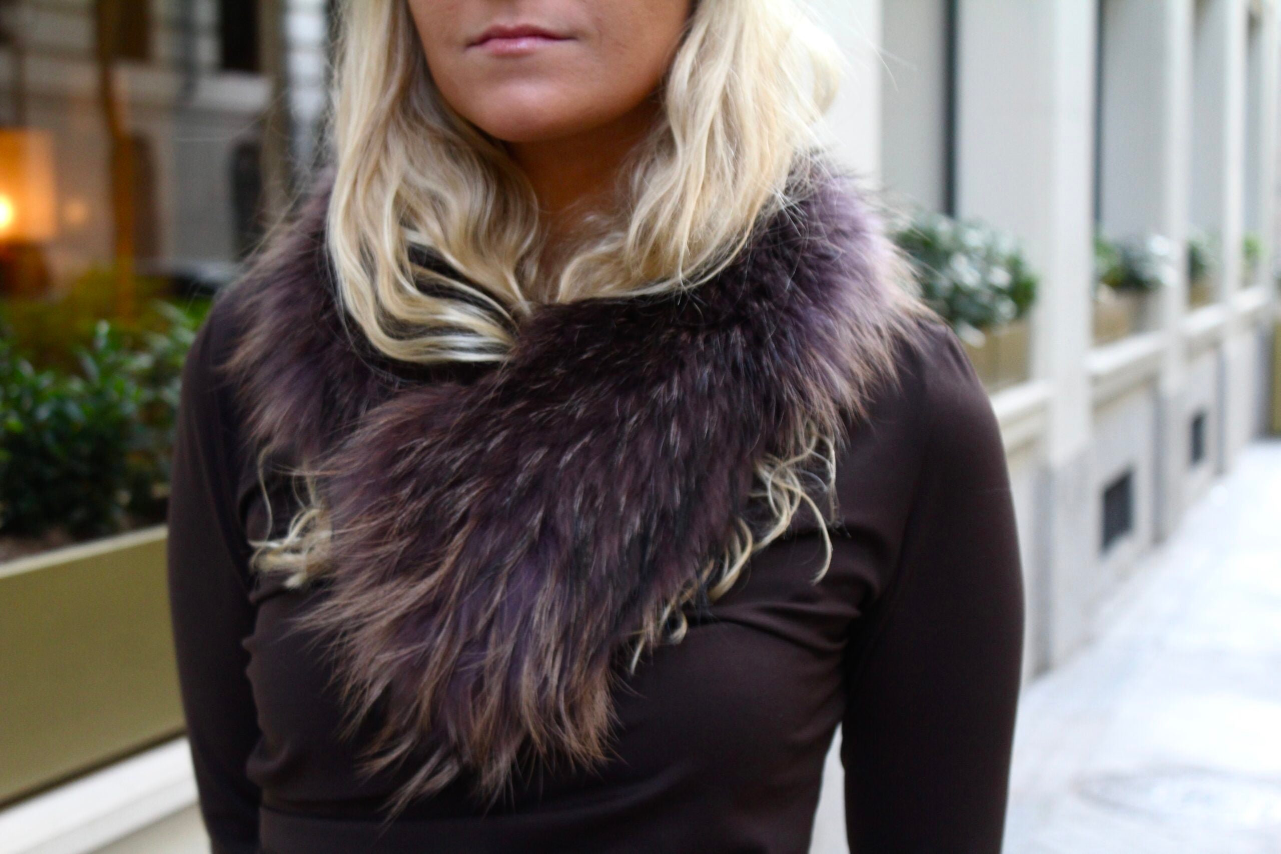 Cuello Aspen de pelo natural de Marmota 100% - Lila