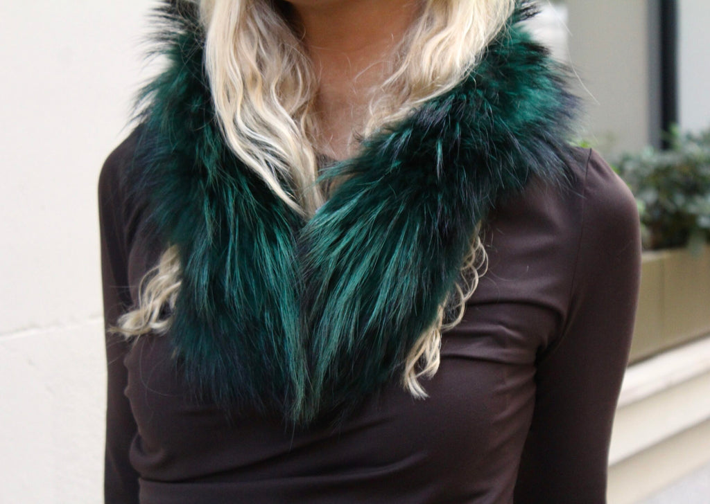 Cuello Verbier de pelo natural de Marmota 100% - Verde Esmeralda