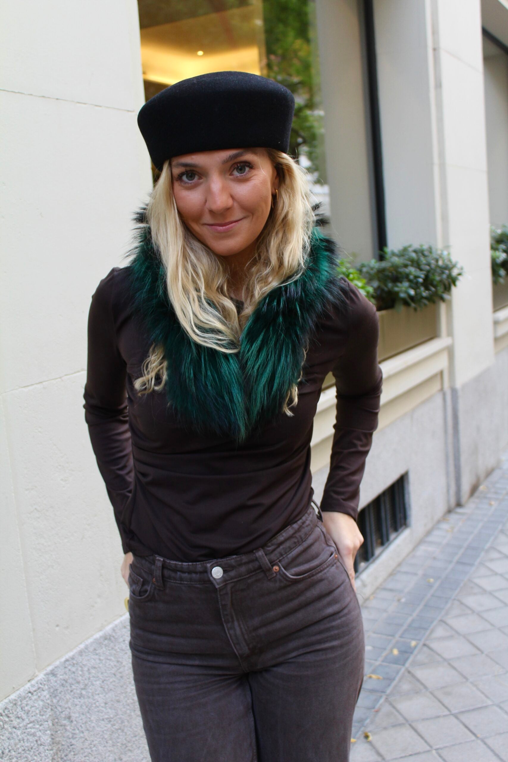 Cuello Verbier de pelo natural de Marmota 100% - Verde Esmeralda