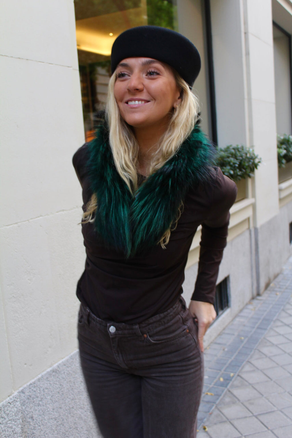 Cuello Verbier de pelo natural de Marmota 100% - Verde Esmeralda