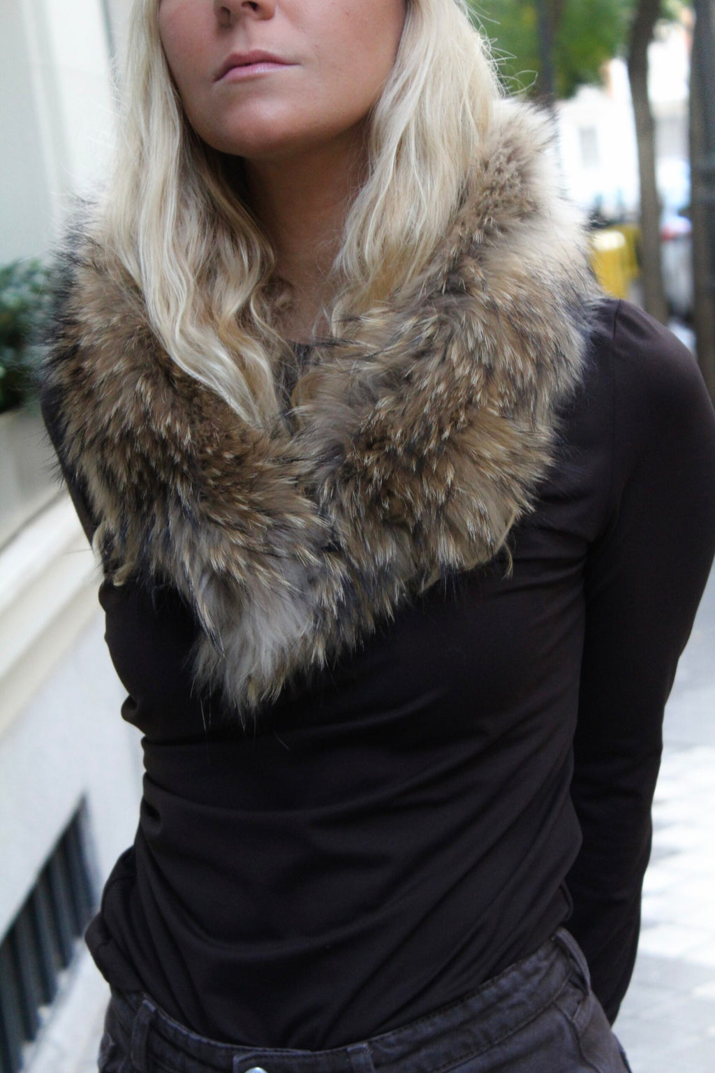 Cuello Zermatt de pelo natural de Marmota 100% - Natural