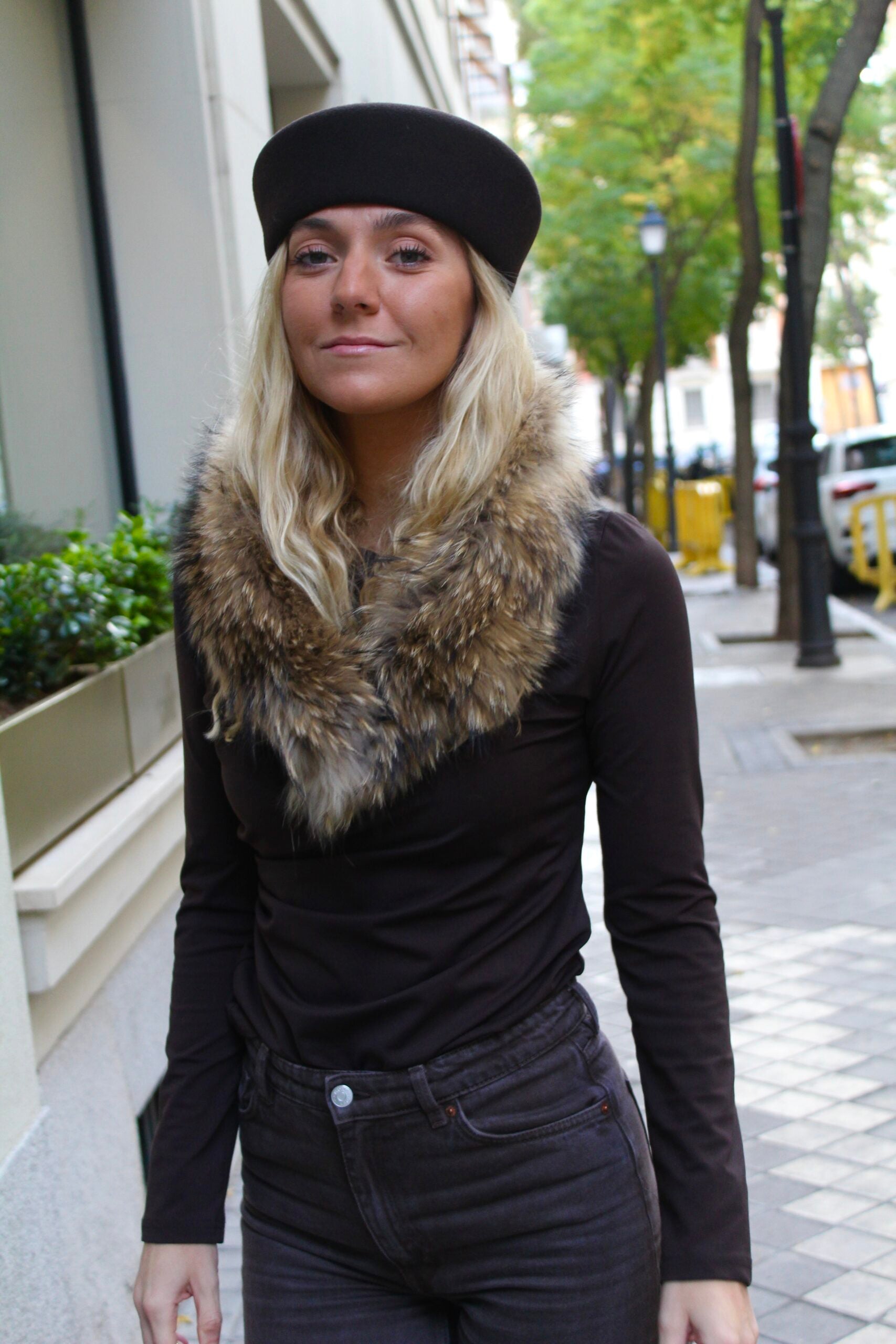 Cuello Zermatt de pelo natural de Marmota 100% - Natural