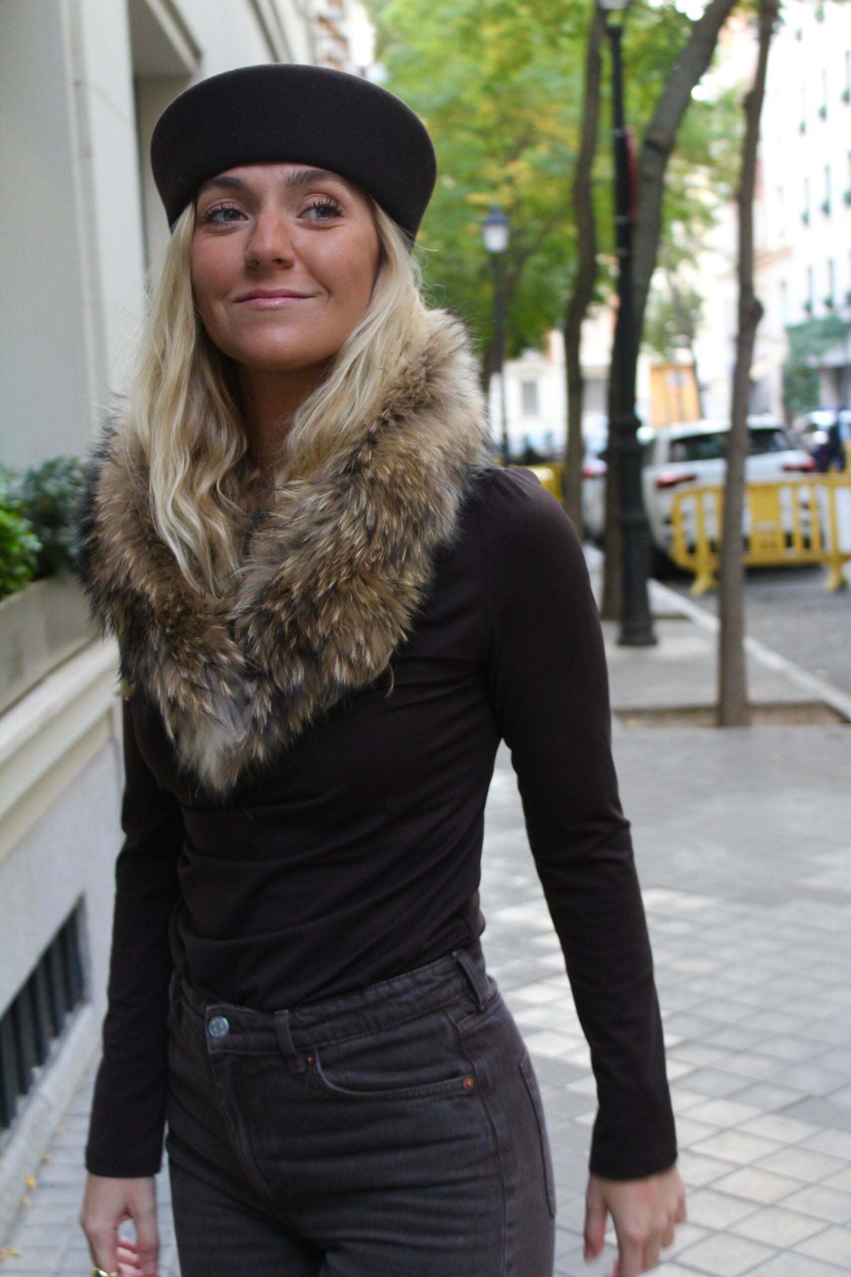 Cuello Zermatt de pelo natural de Marmota 100% - Natural