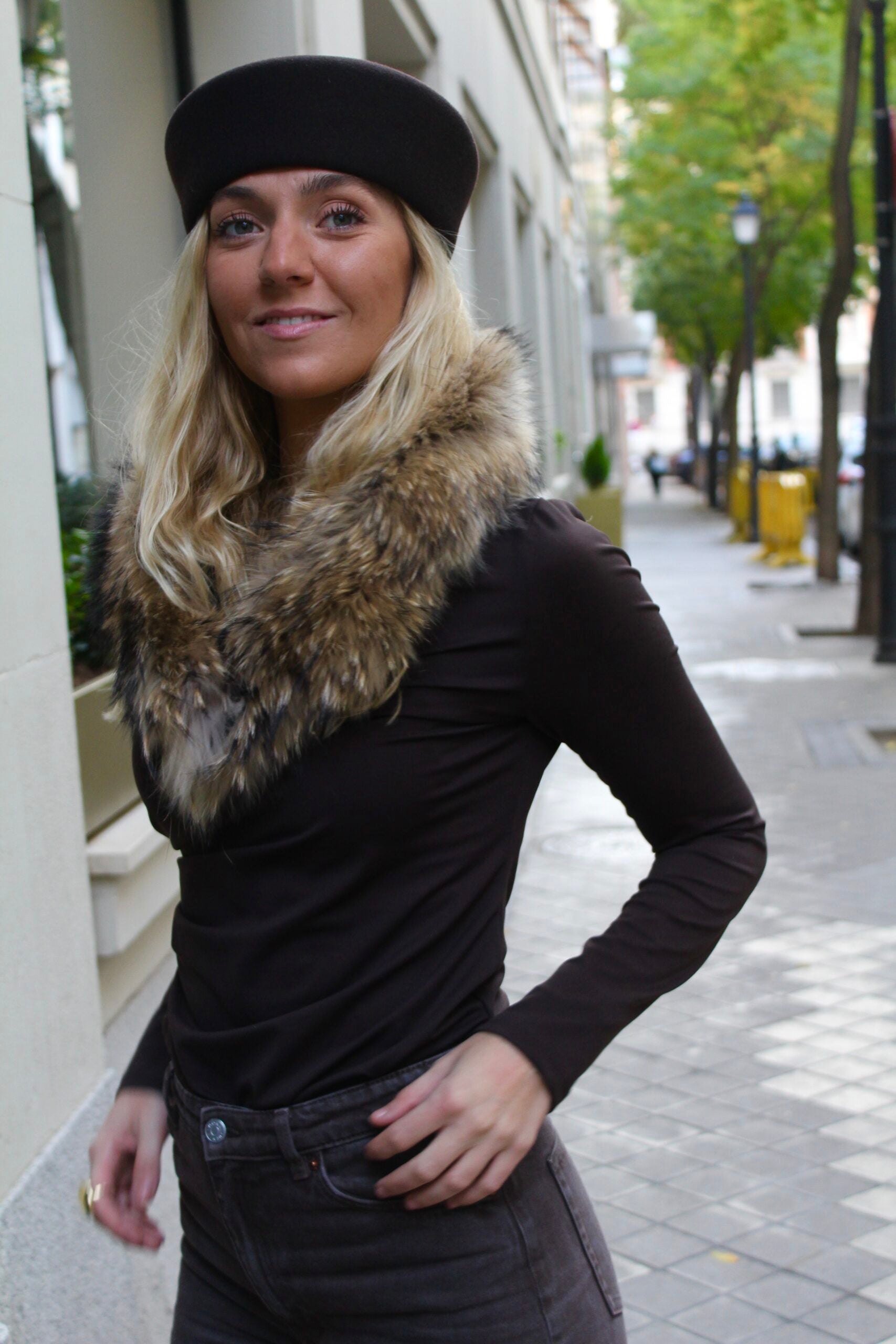 Cuello Zermatt de pelo natural de Marmota 100% - Natural