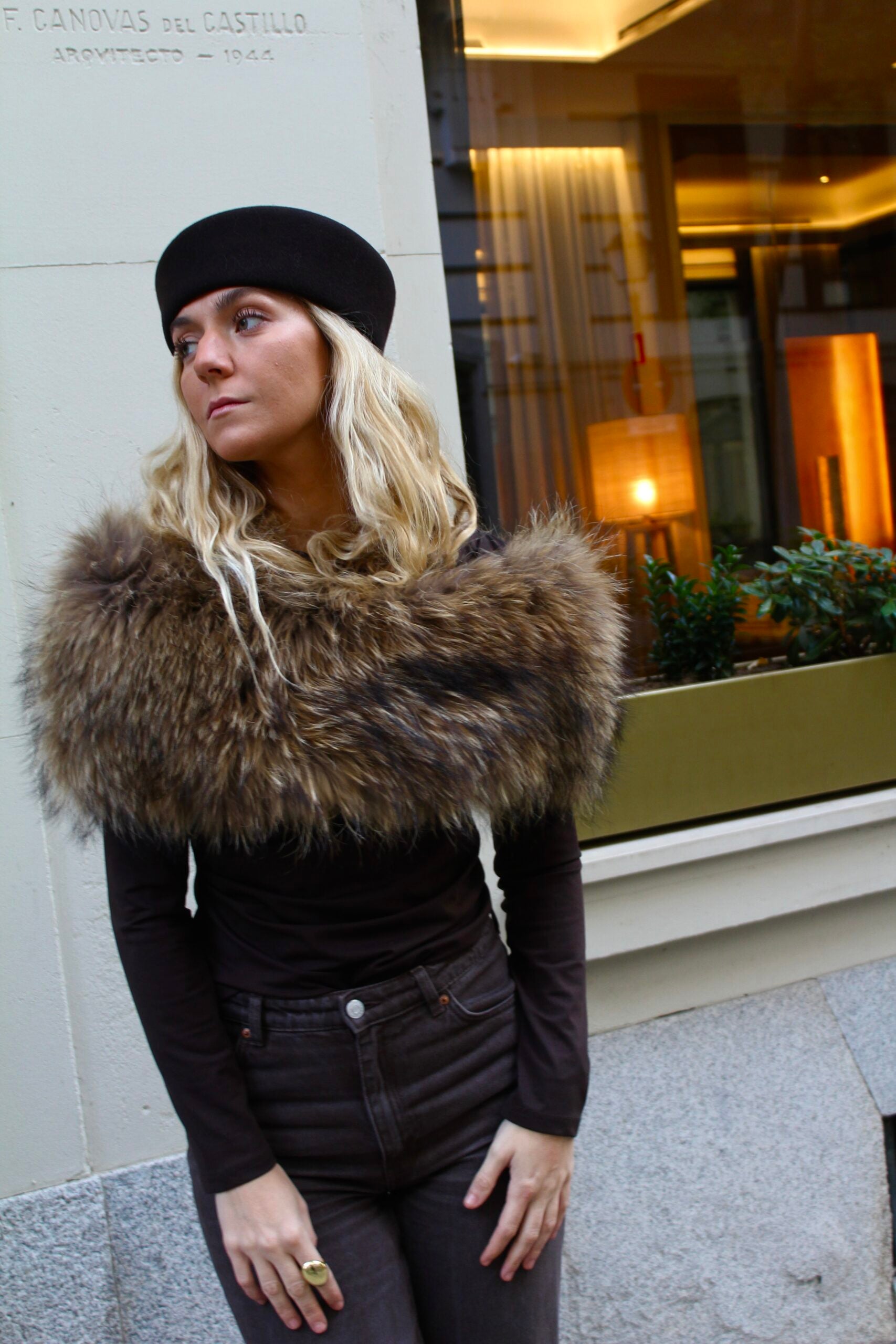 Estola de pelo natural de Marmota 100% - Natural