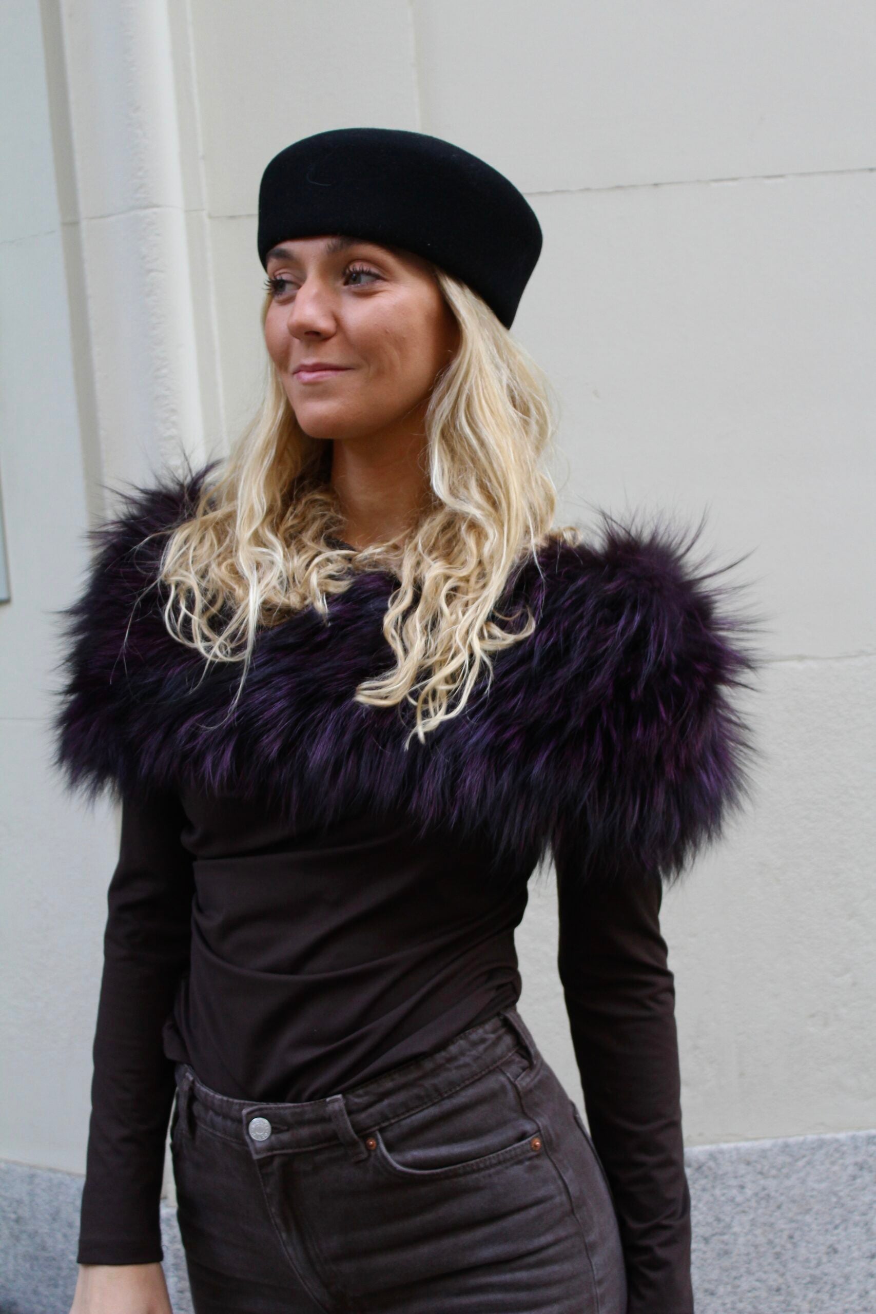 Estola de pelo natural de Zorro 100% - Morado