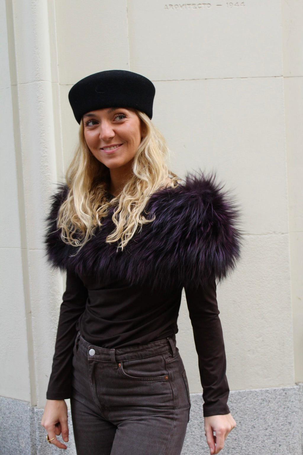 Estola de pelo natural de Zorro 100% - Morado