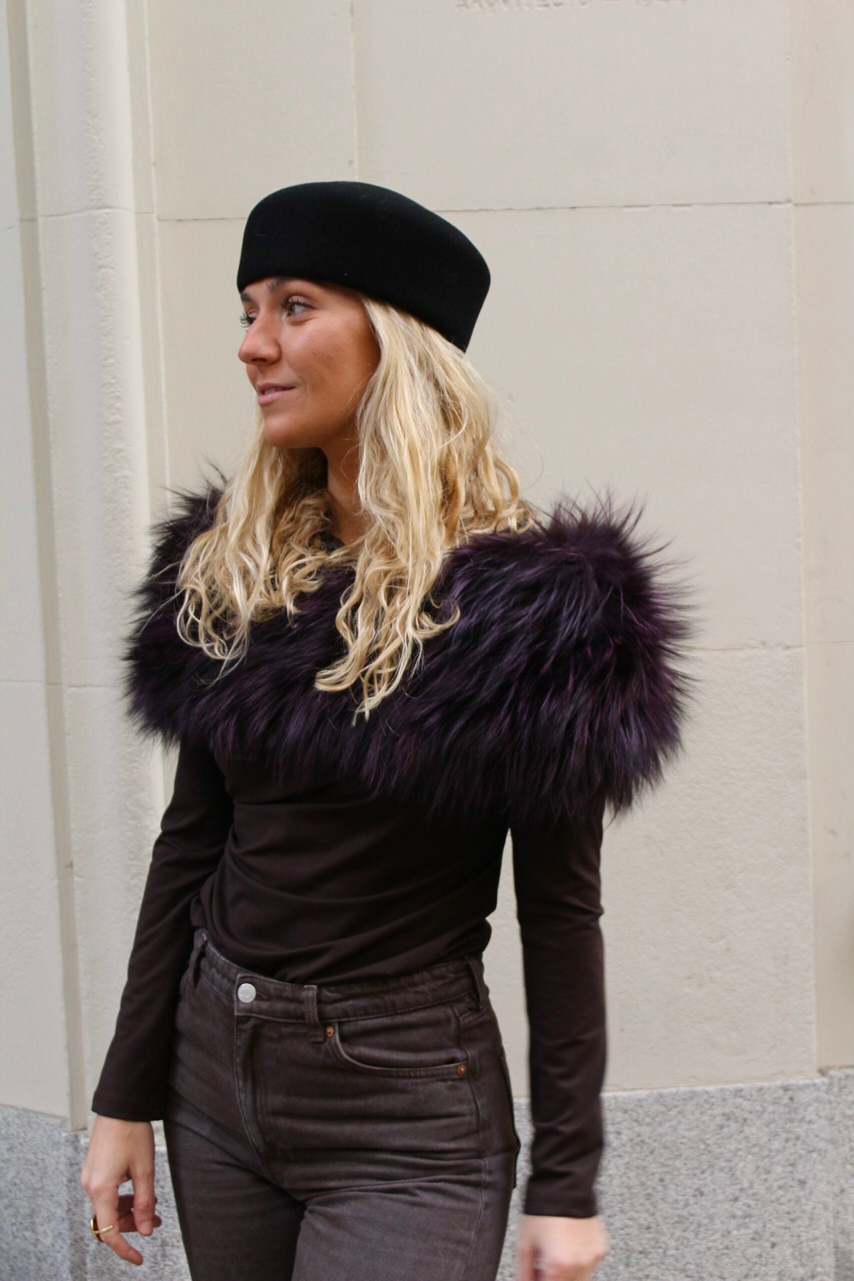 Estola de pelo natural de Zorro 100% - Morado