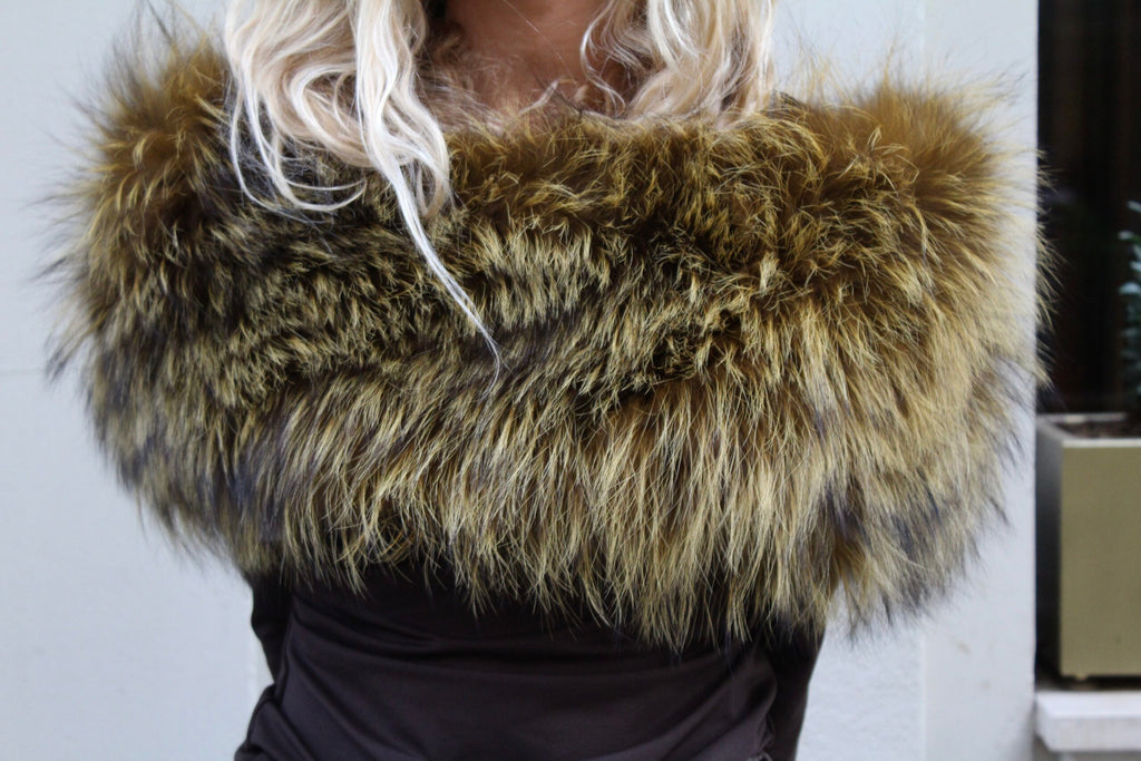 Estola de pelo natural de Zorro 100% - Mostaza