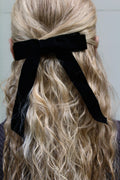 Lazo de terciopelo con pinza para el pelo - Negro