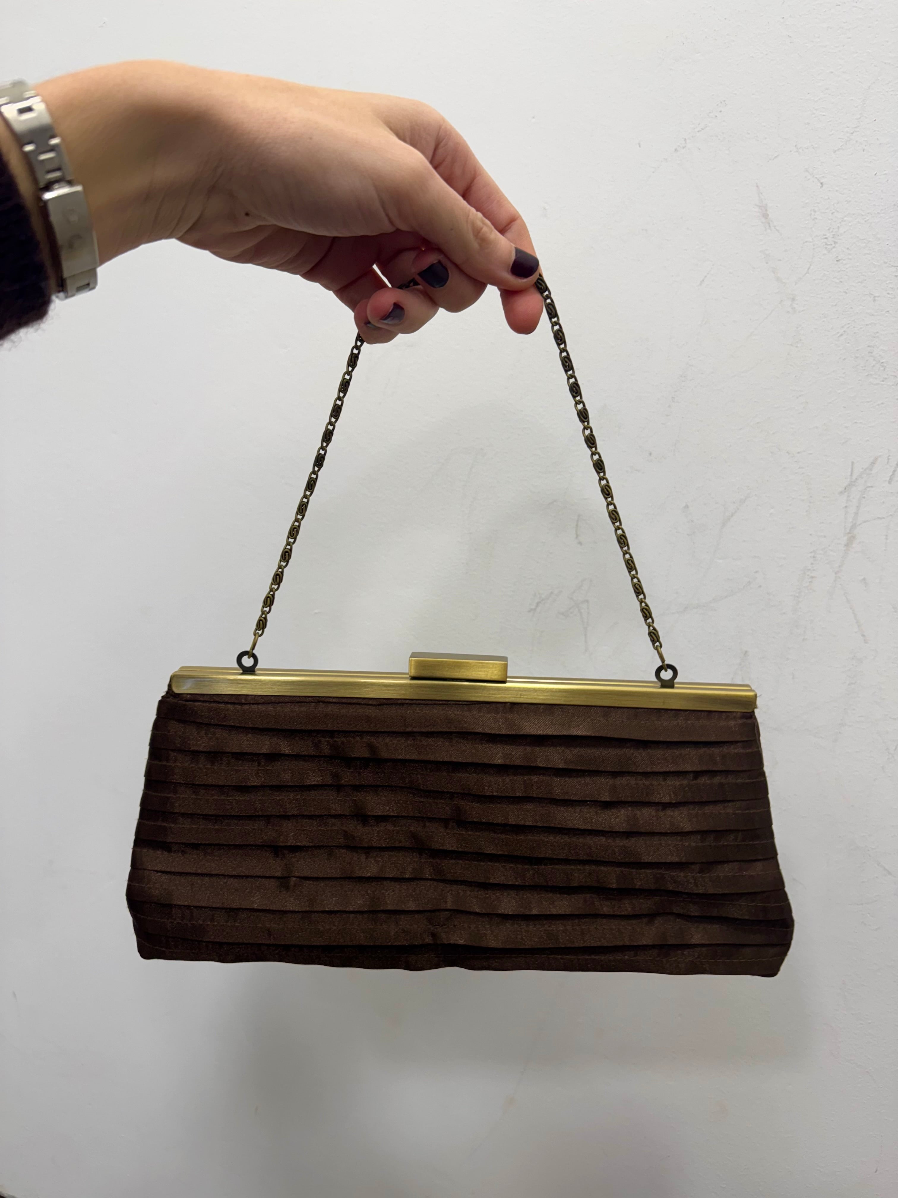 Bolsa de mão vintage castanha com camadas