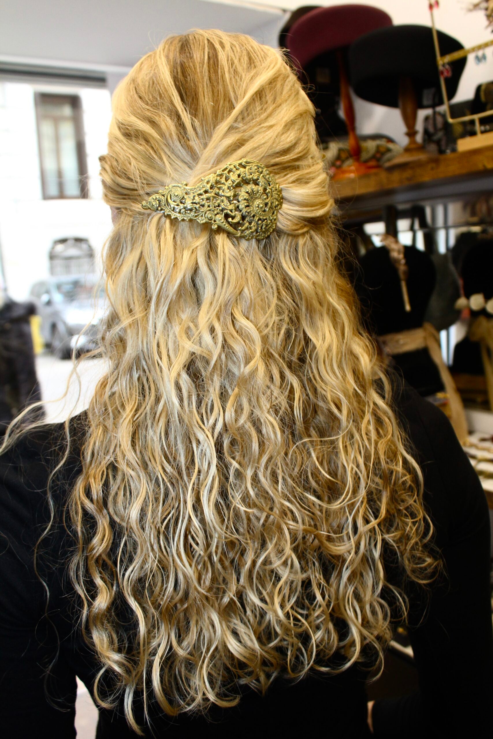 Hebilla de pelo pasador vintage Filigrana asimétrico