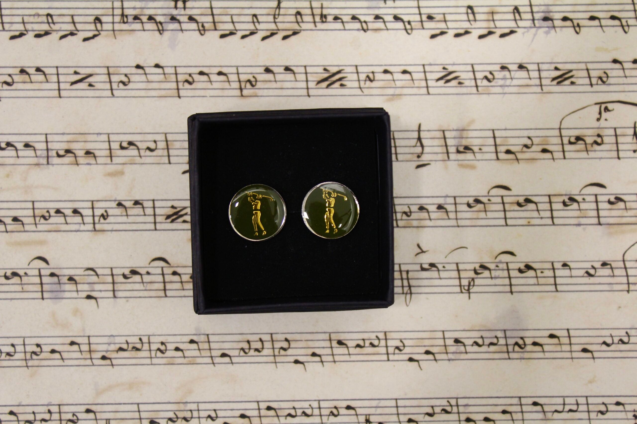 Gemelos vintage de golf esmaltados 03