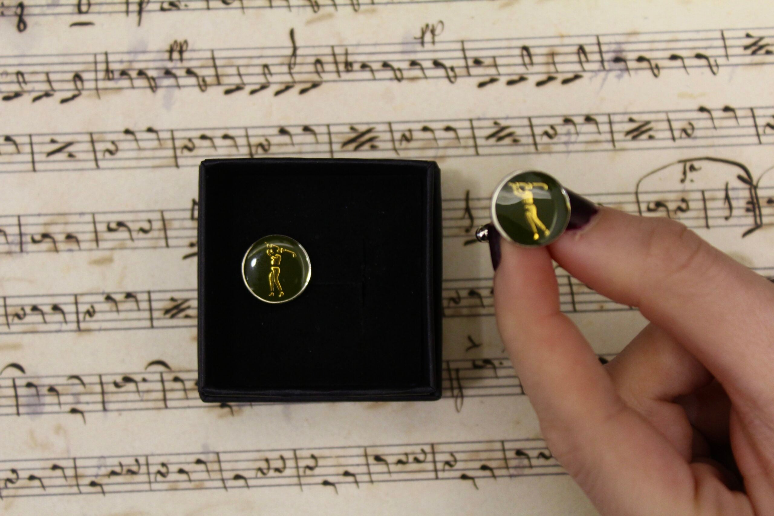 Gemelos vintage de golf esmaltados 03