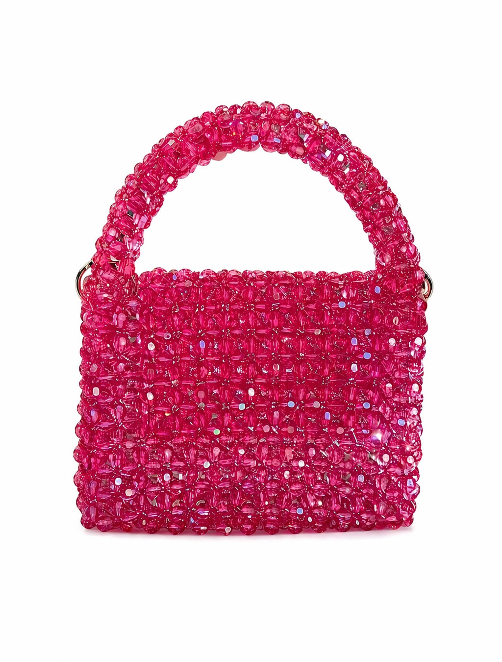 Bolsa vintage castanha estilo saco com flores vermelhas bordadas