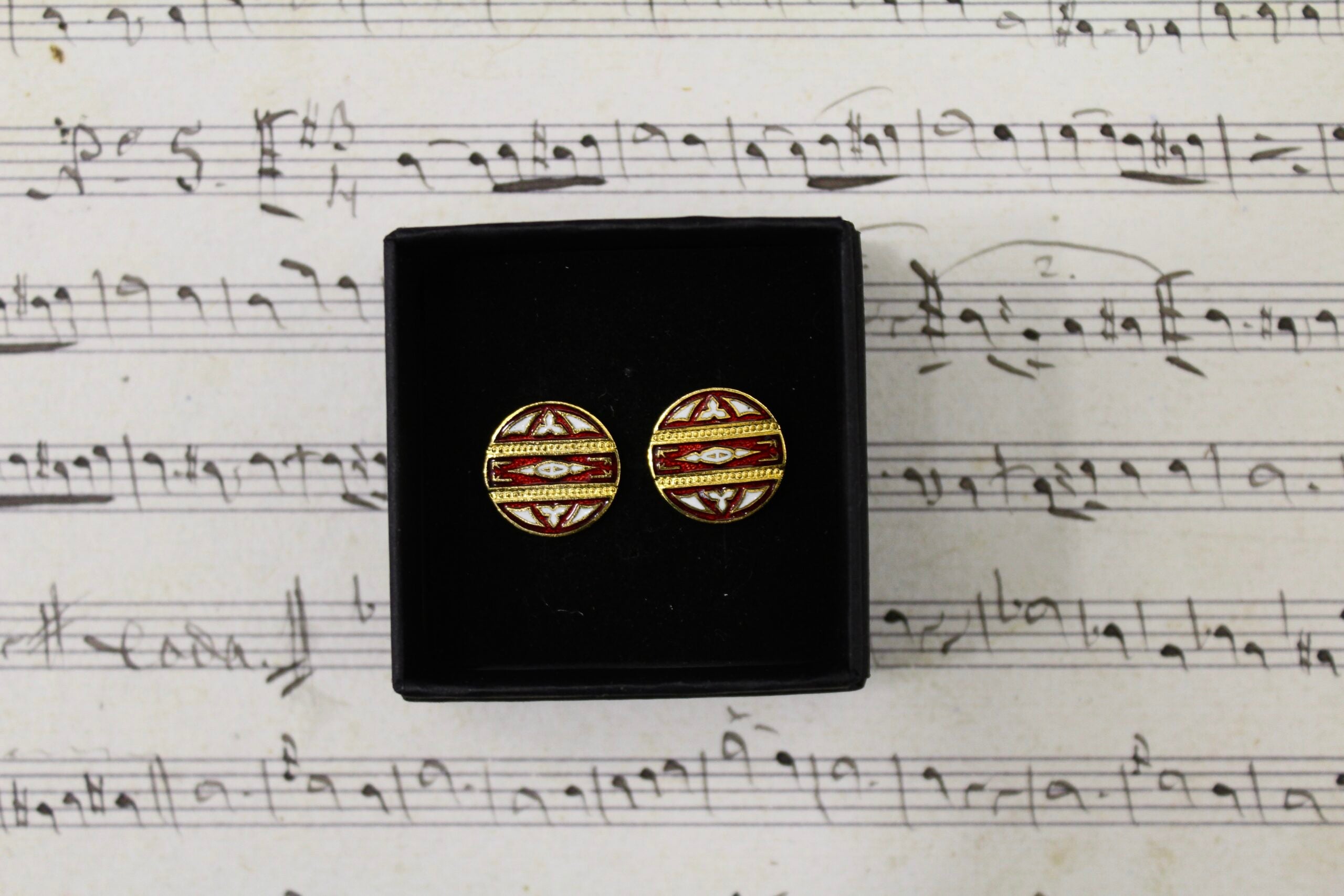 Gemelos vintage esmaltados rojos