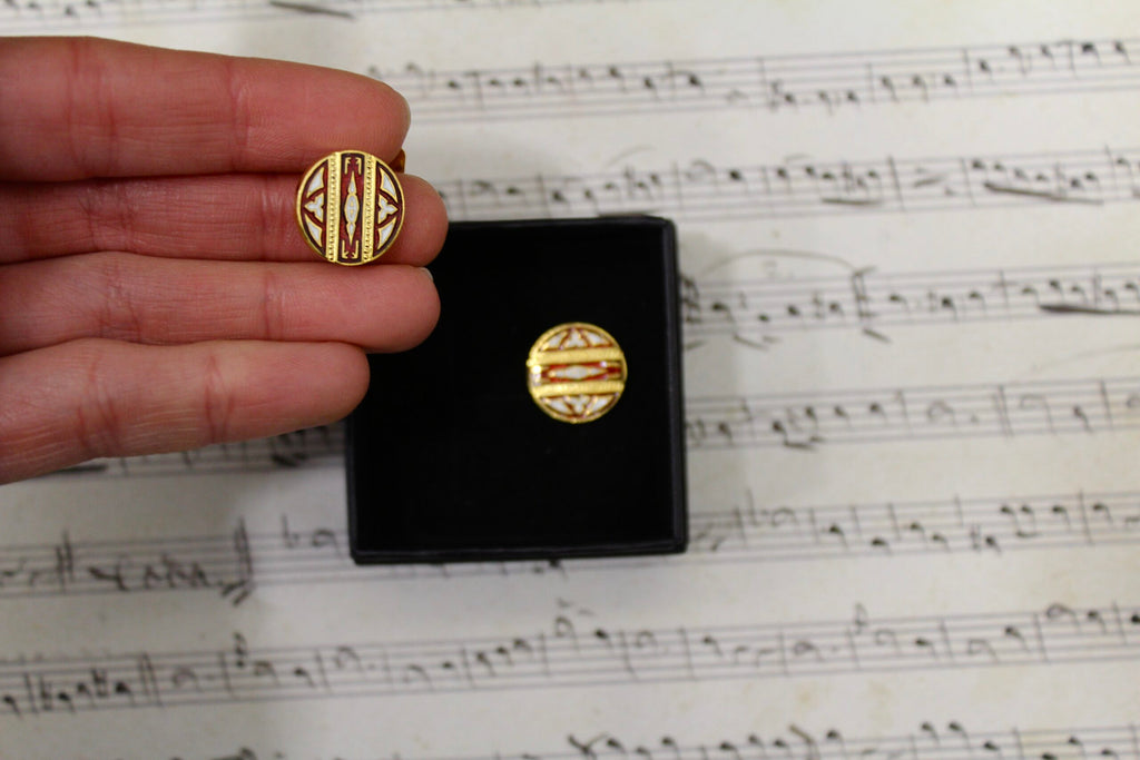 Gemelos vintage esmaltados rojos